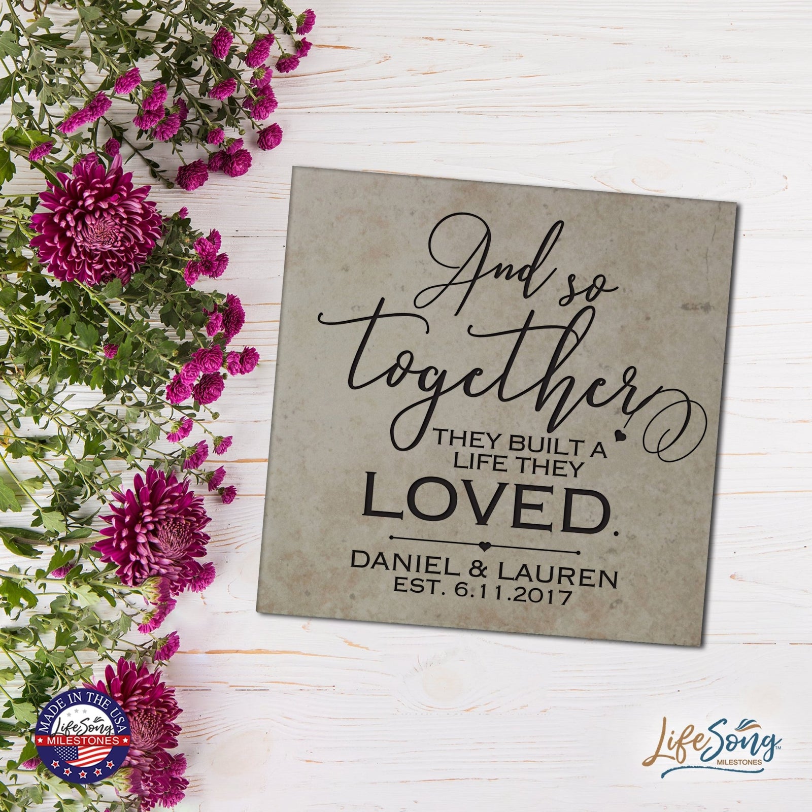 Personalized Ceramic Trivet with Inspirational verse 5.75in (And So together) - LifeSong Milestones
