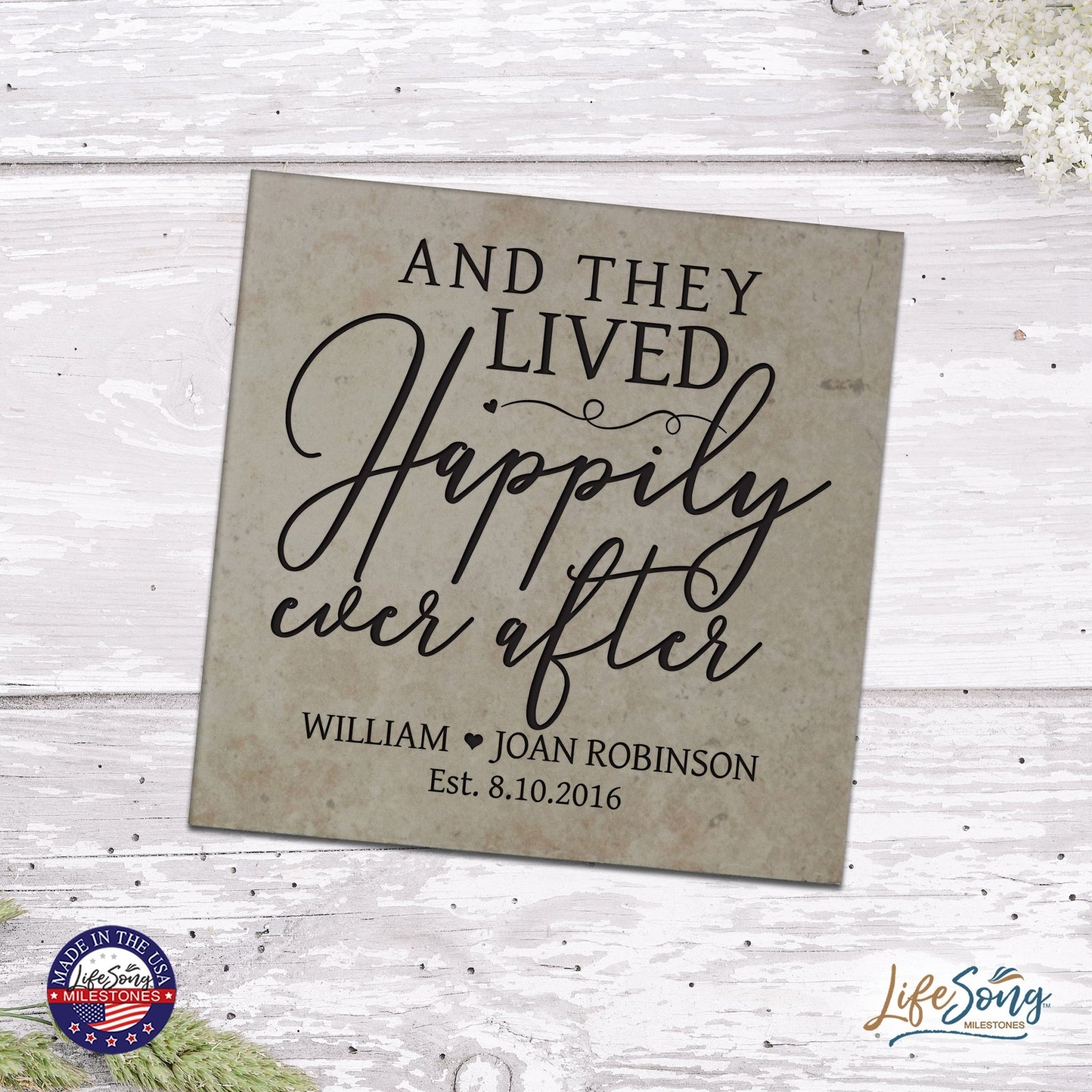 Personalized Ceramic Trivet with Inspirational verse 5.75in (And They Lived) - LifeSong Milestones
