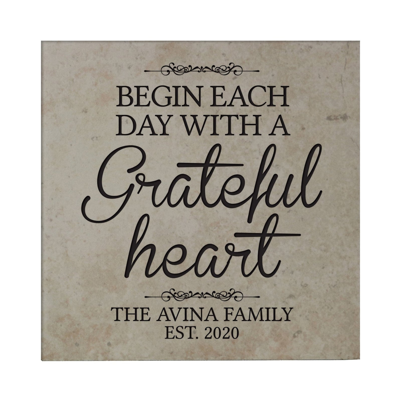 Personalized Ceramic Trivet with Inspirational verse 5.75in (Begin Each Day) - LifeSong Milestones