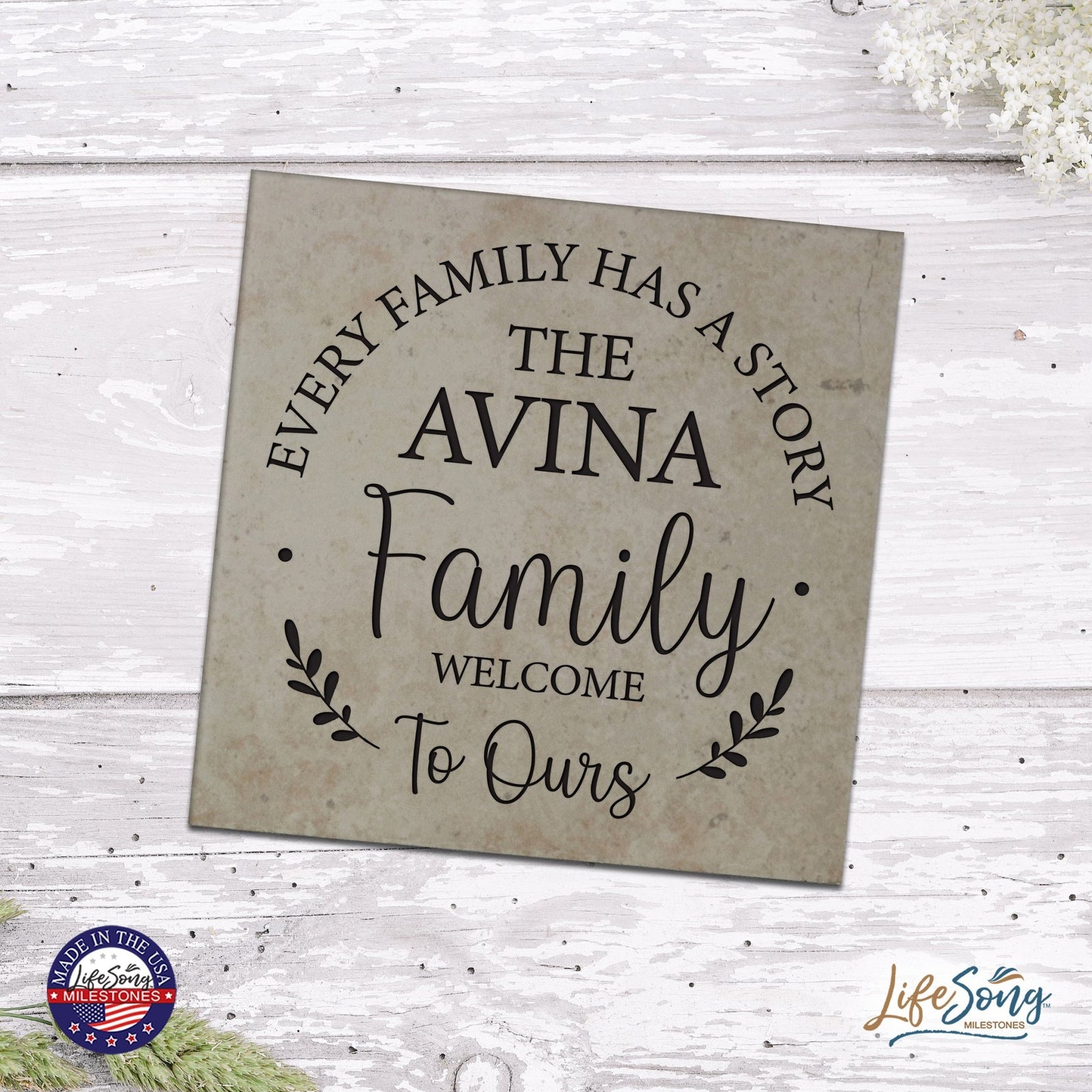 Personalized Ceramic Trivet with Inspirational verse 5.75in (Every Family Has) - LifeSong Milestones