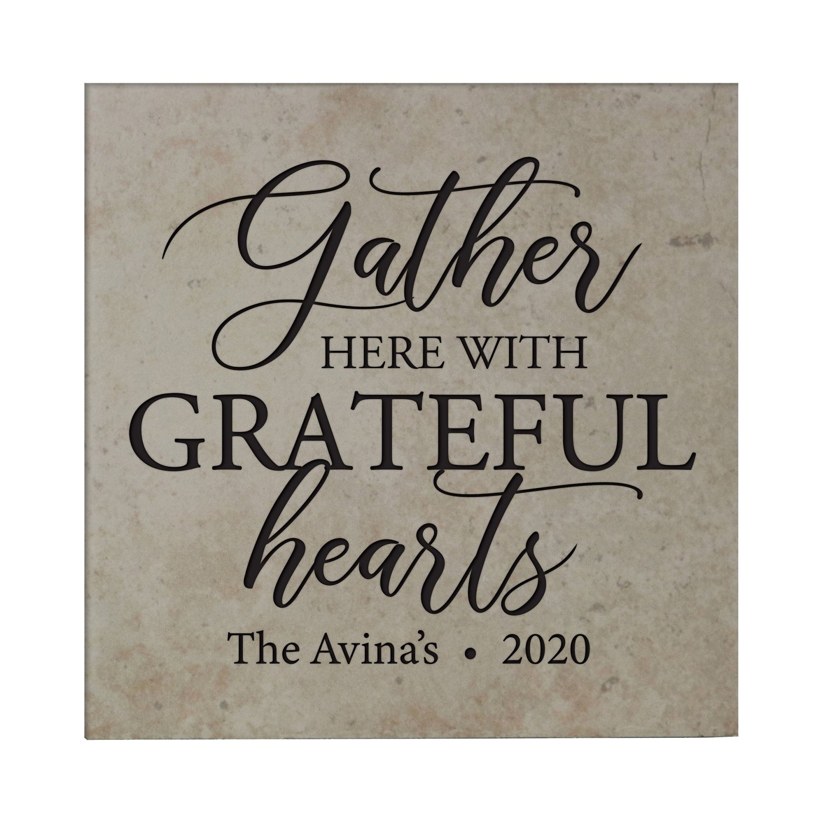 Personalized Ceramic Trivet with Inspirational verse 5.75in (Gather Here With) - LifeSong Milestones