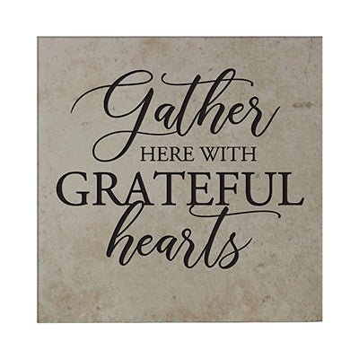Personalized Ceramic Trivet with Inspirational verse 5.75in (Gather Here With) - LifeSong Milestones