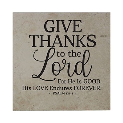 Personalized Ceramic Trivet with Inspirational verse 5.75in (Give Thanks) - LifeSong Milestones