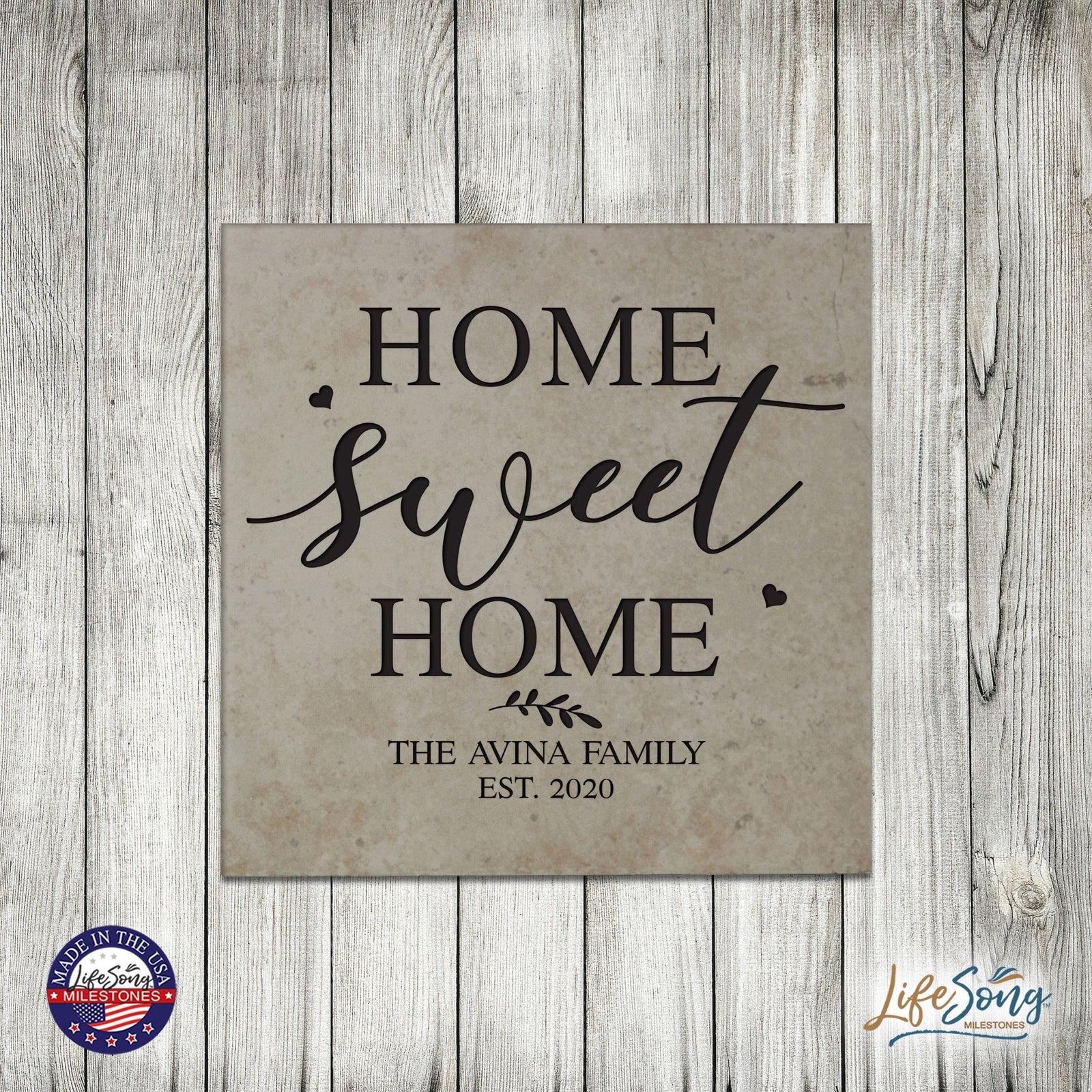 Personalized Ceramic Trivet with Inspirational verse 5.75in (Home Sweet Home) - LifeSong Milestones
