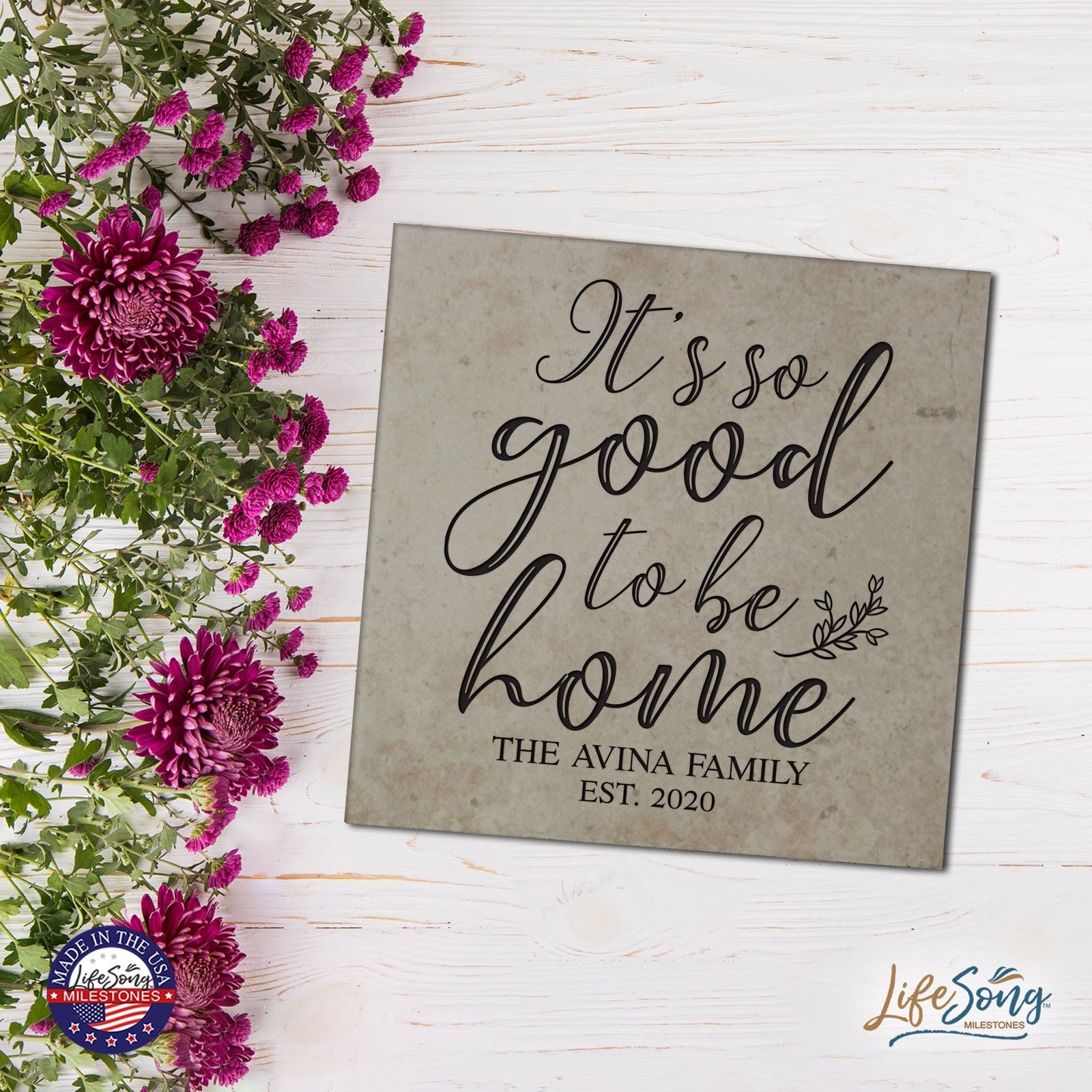 Personalized Ceramic Trivet with Inspirational verse 5.75in (It's So Good) - LifeSong Milestones