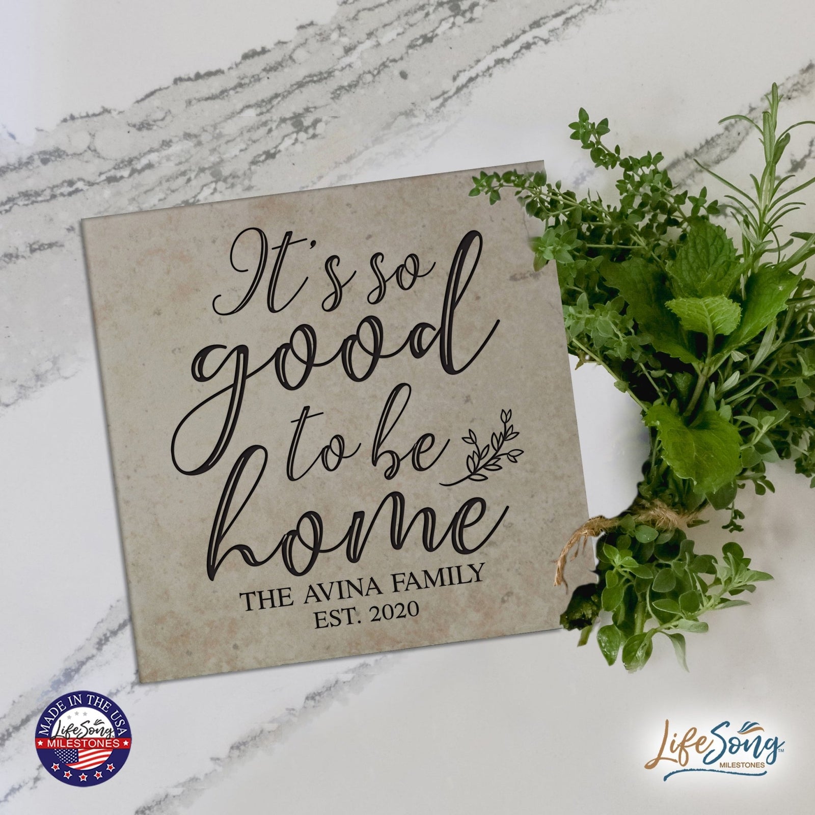 Personalized Ceramic Trivet with Inspirational verse 5.75in (It's So Good) - LifeSong Milestones