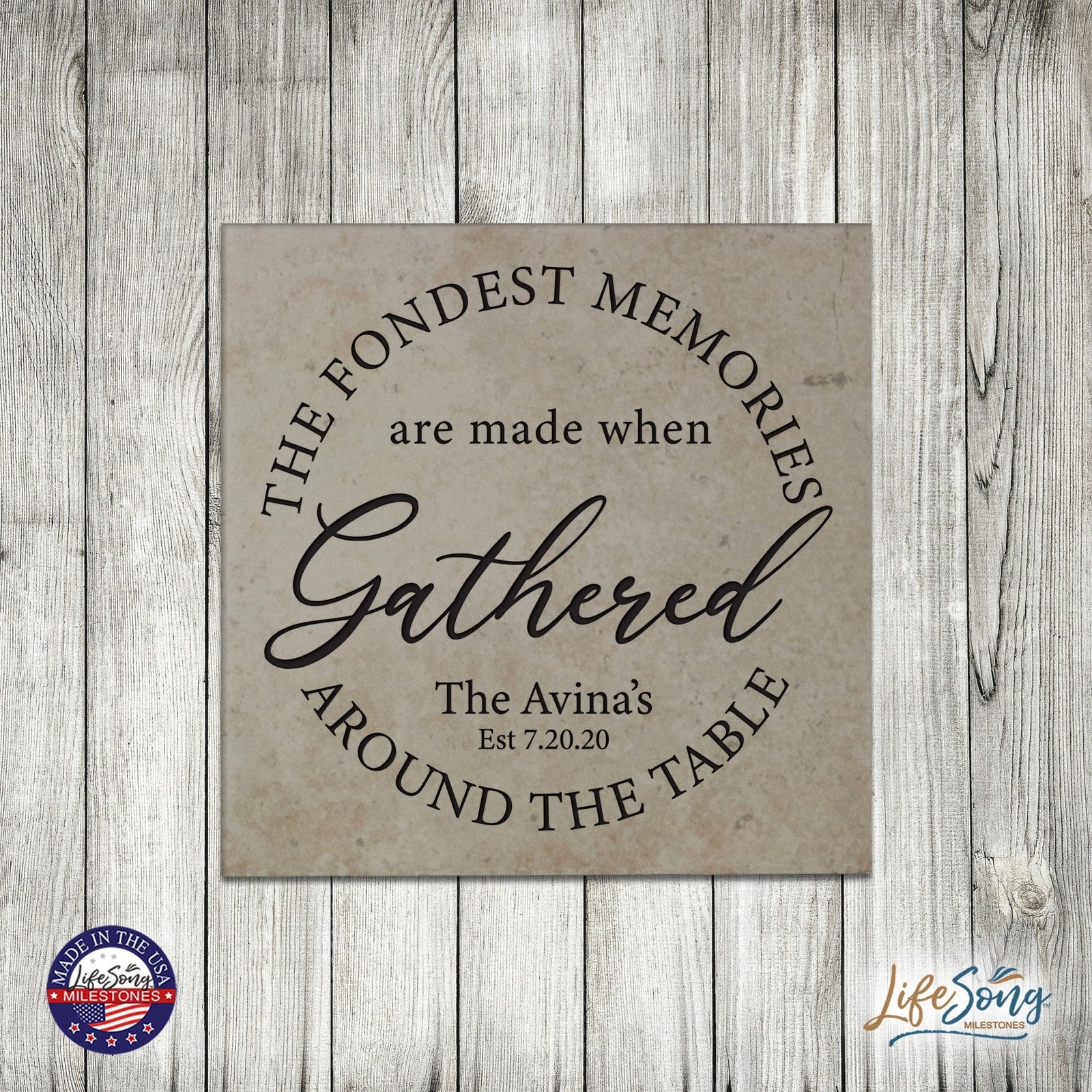 Personalized Ceramic Trivet with Inspirational verse 5.75in (The Fondest Memories) - LifeSong Milestones