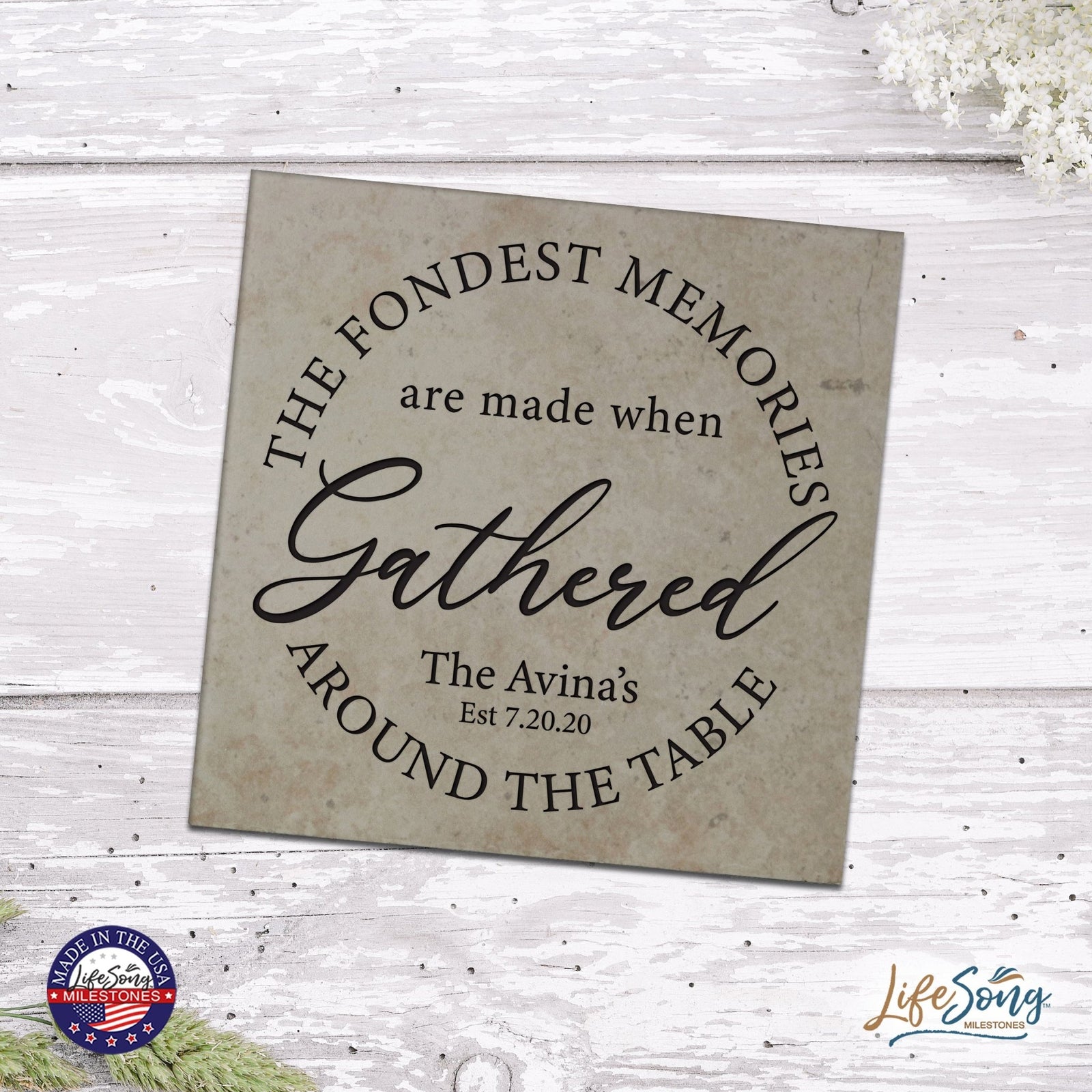 Personalized Ceramic Trivet with Inspirational verse 5.75in (The Fondest Memories) - LifeSong Milestones