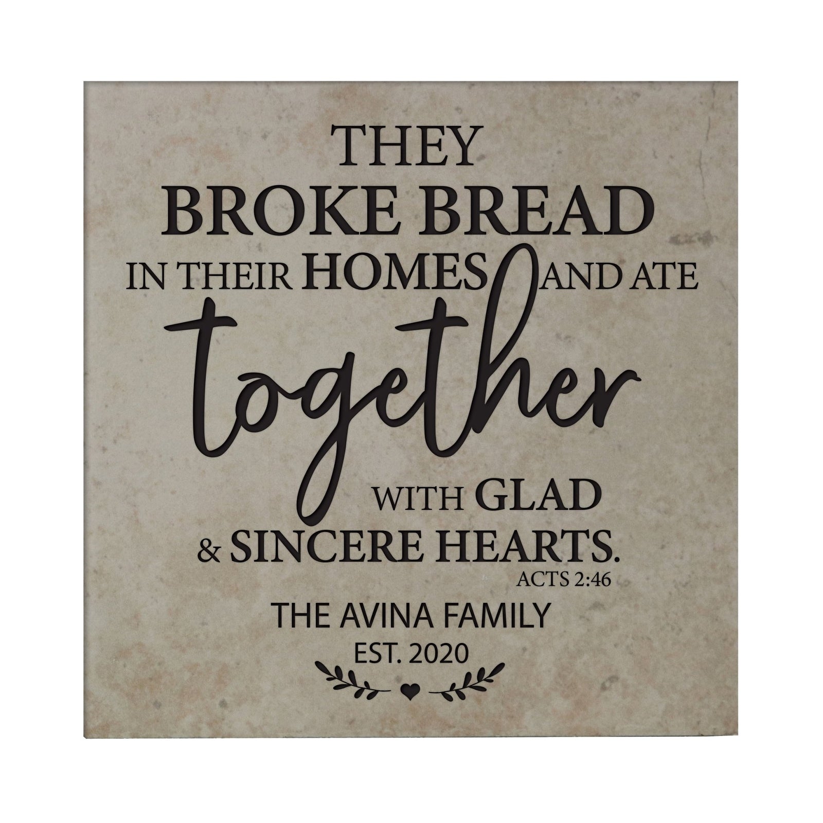 Personalized Ceramic Trivet with Inspirational verse 5.75in (They Broke Bread) - LifeSong Milestones