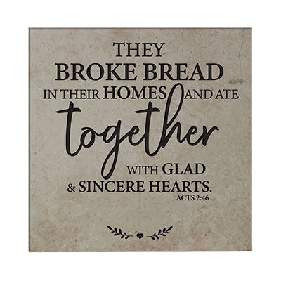 Personalized Ceramic Trivet with Inspirational verse 5.75in (They Broke Bread) - LifeSong Milestones