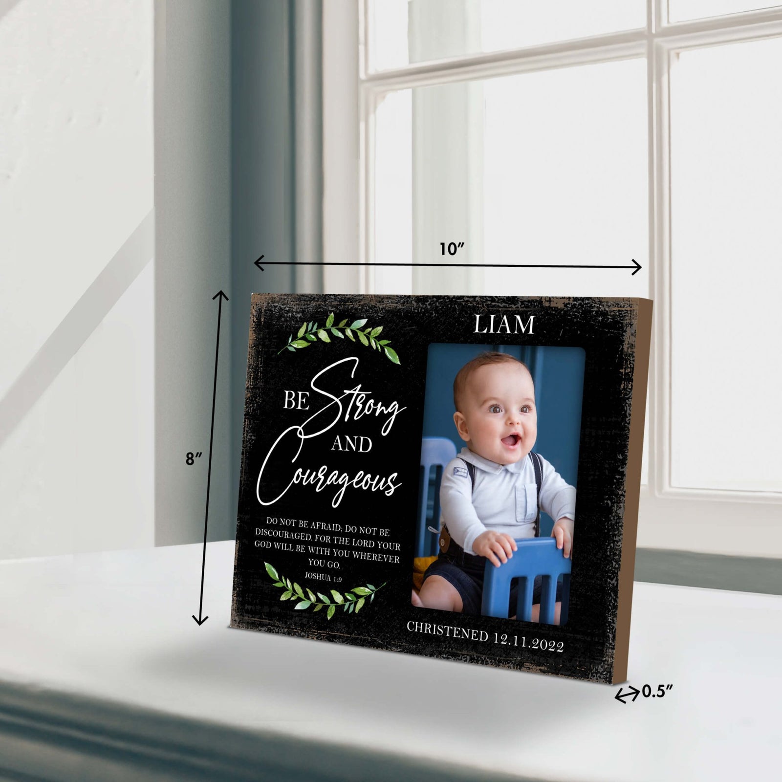 Personalized Christening Photo Frame - Be Strong - LifeSong Milestones