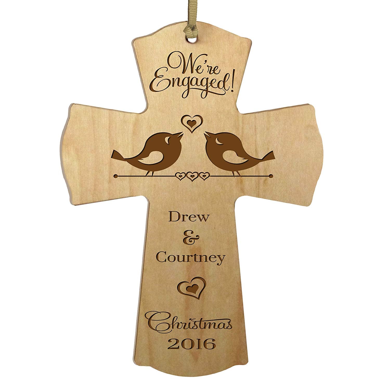 Personalized Christmas Engaged Wall Cross - LifeSong Milestones