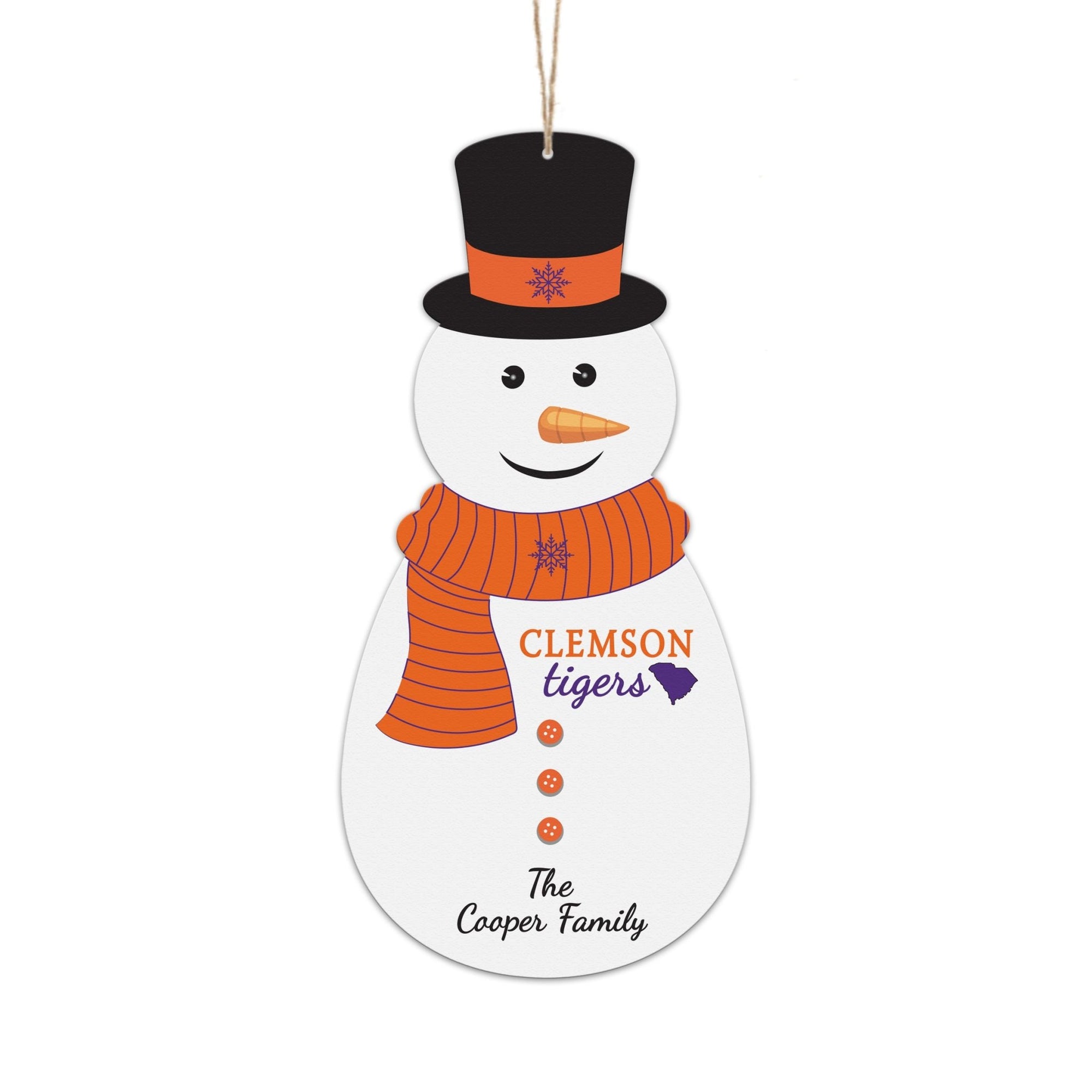 Personalized Clemson Snowman Ornament Gift - LifeSong Milestones