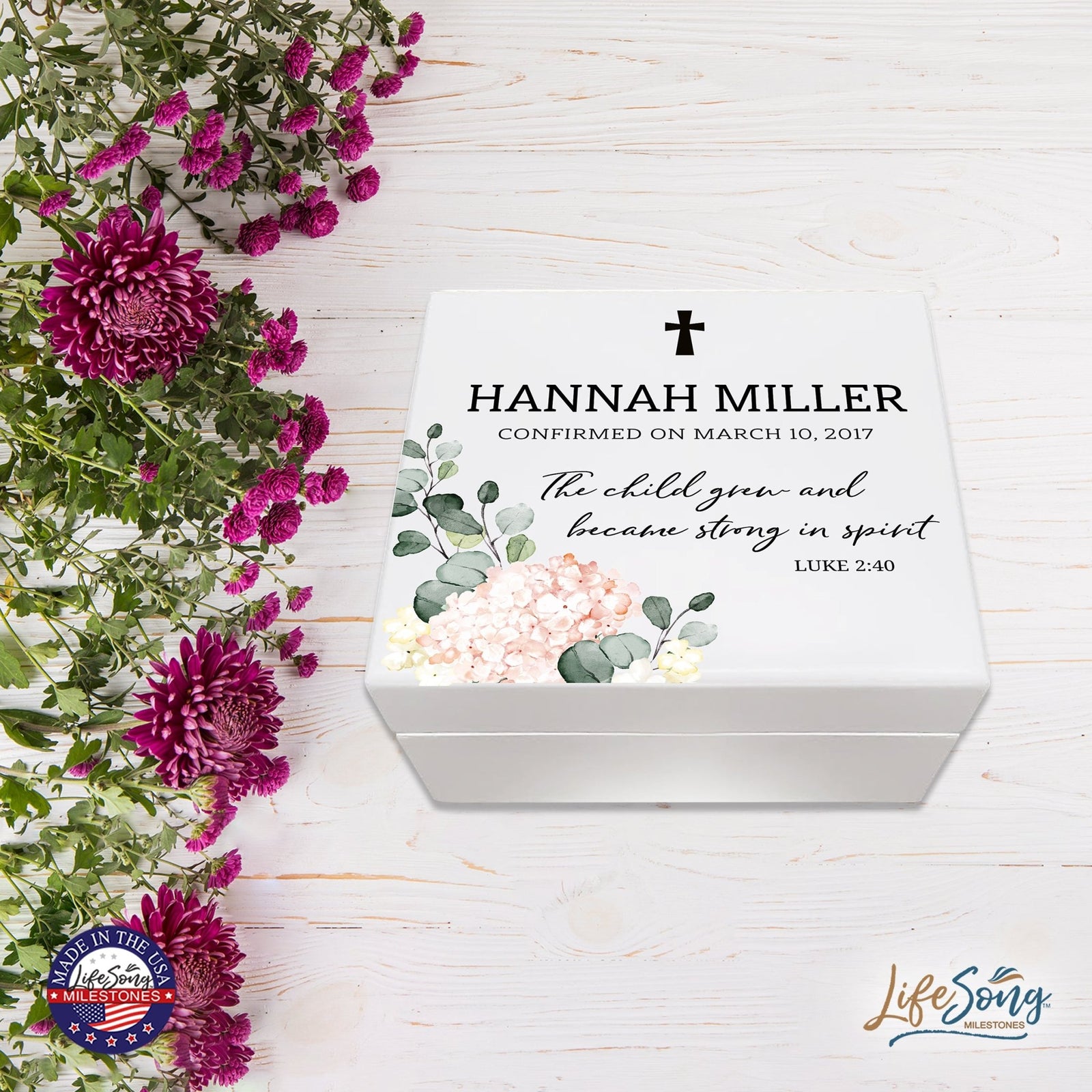 Lifesong Milestones Personalized Confirmation Dedication Keepsake Jewelry Box Gift for Girls | Baptismal Gifts