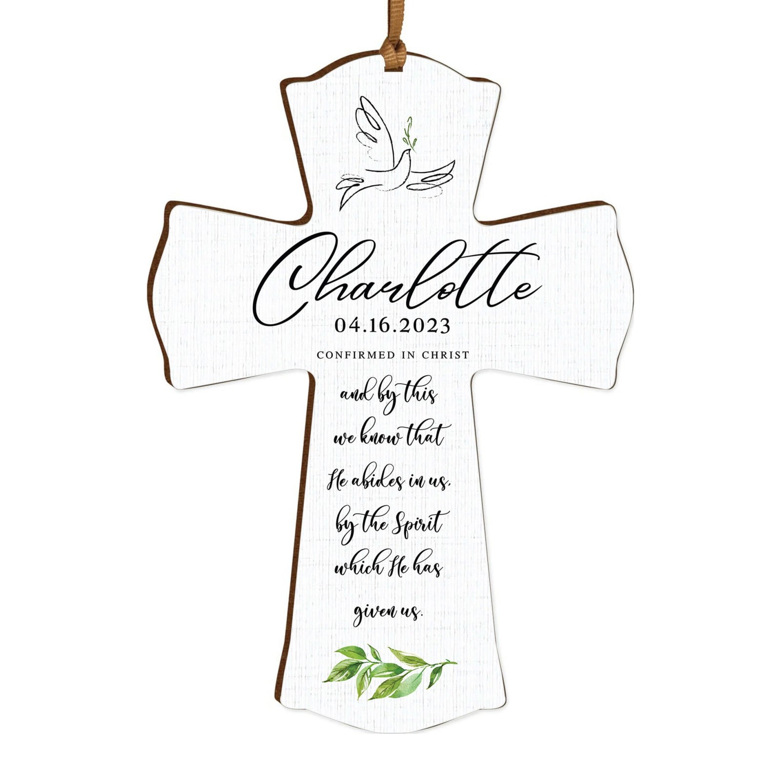 Personalized Confirmation Wooden Hanging Mini Cross - LifeSong Milestones