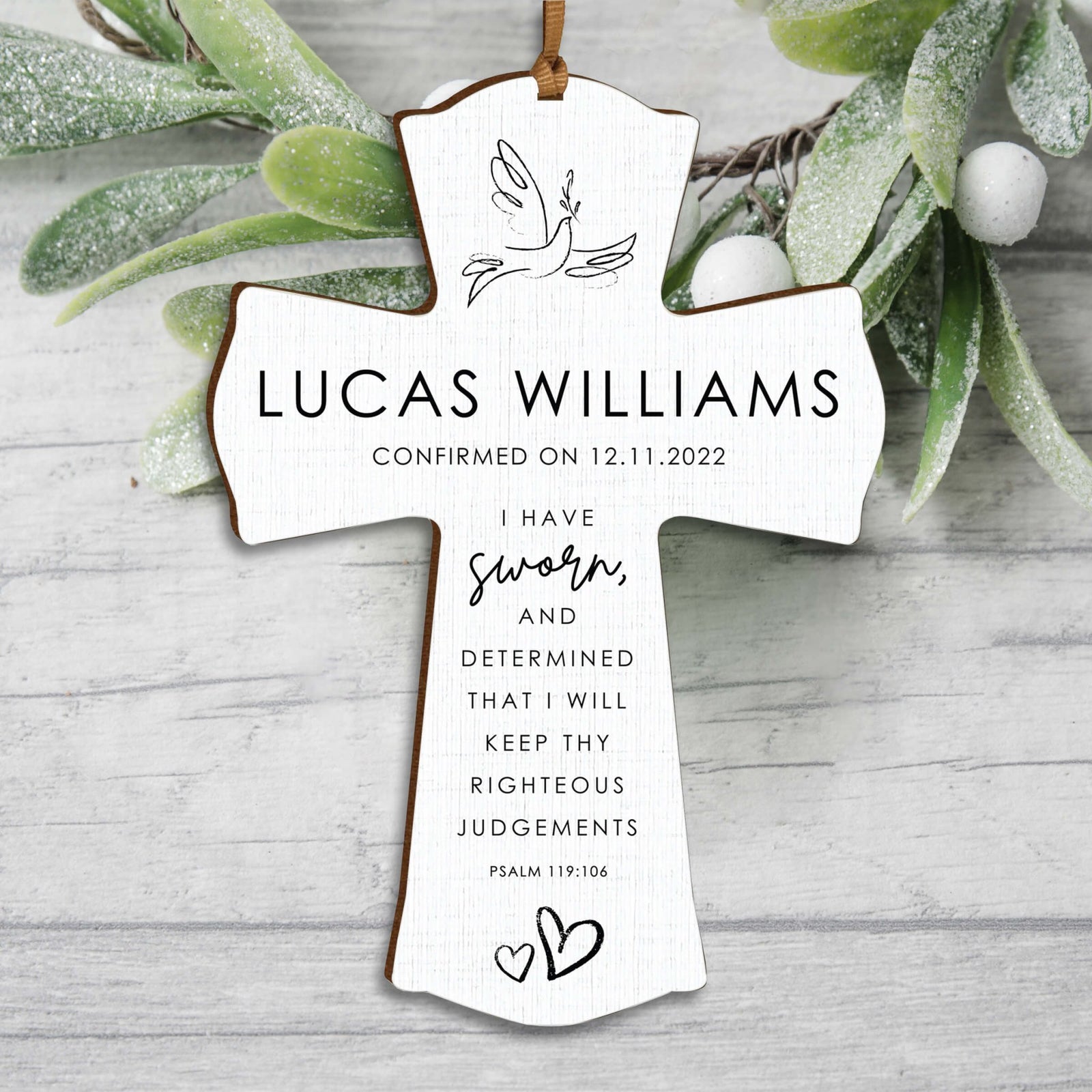 Personalized Confirmation Wooden Hanging Mini Cross - LifeSong Milestones