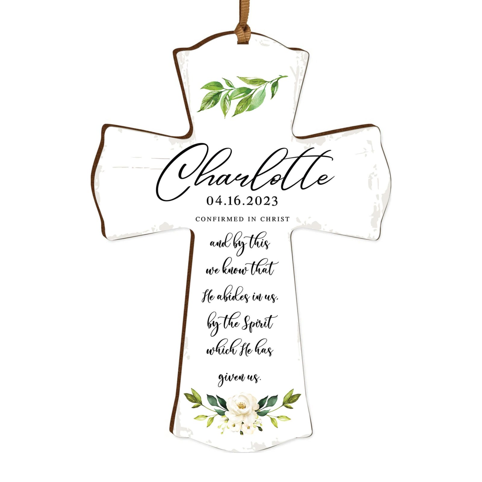 Personalized Confirmation Wooden Hanging Mini Cross - LifeSong Milestones