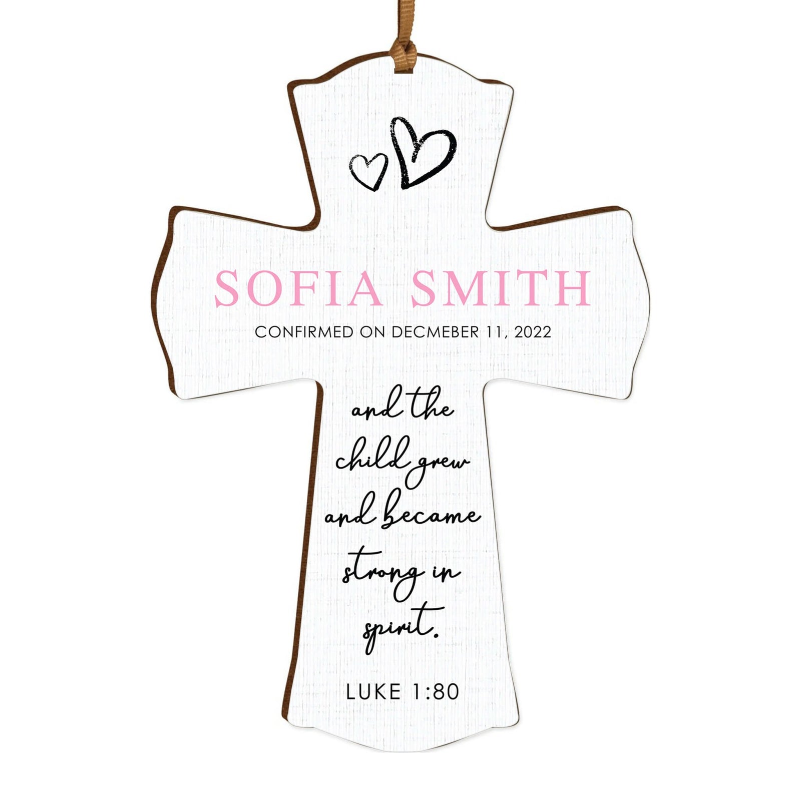 Personalized Confirmation Wooden Hanging Mini Cross - LifeSong Milestones