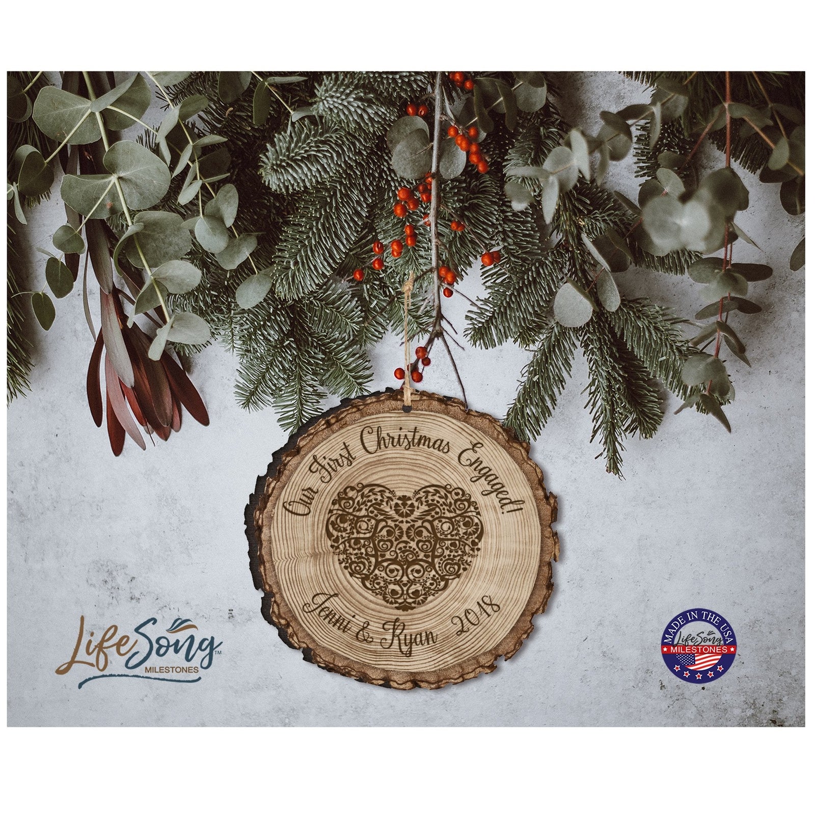 Personalized Couple Christmas Engaged Ornaments - LifeSong Milestones