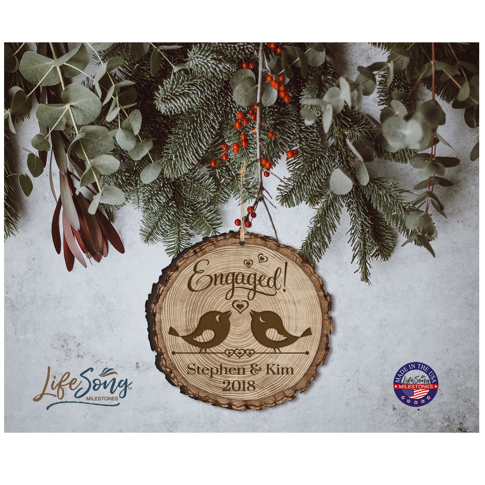 Personalized Couple Christmas Engaged Ornaments - LifeSong Milestones