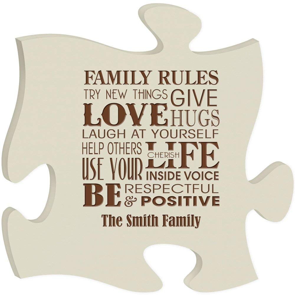 Personalized Custom Engraved Family Puzzle Sign Family Rules - LifeSong Milestones