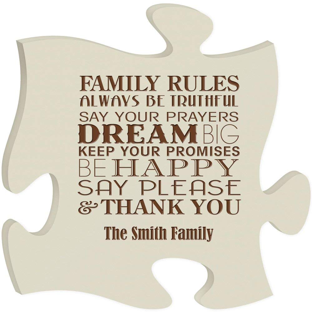Personalized Custom Engraved Family Puzzle Sign Family Rules - LifeSong Milestones