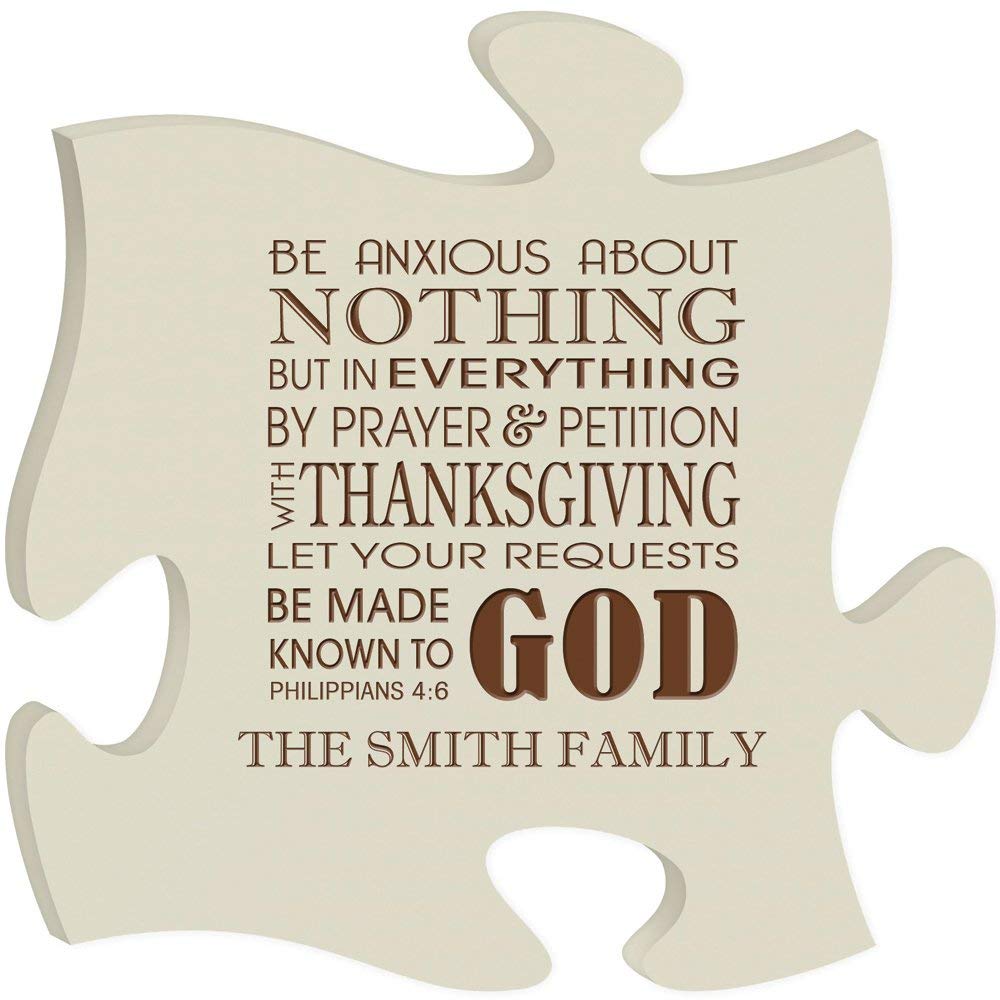 Personalized Custom Engraved Puzzle Sign - Philipians 4:6 - LifeSong Milestones