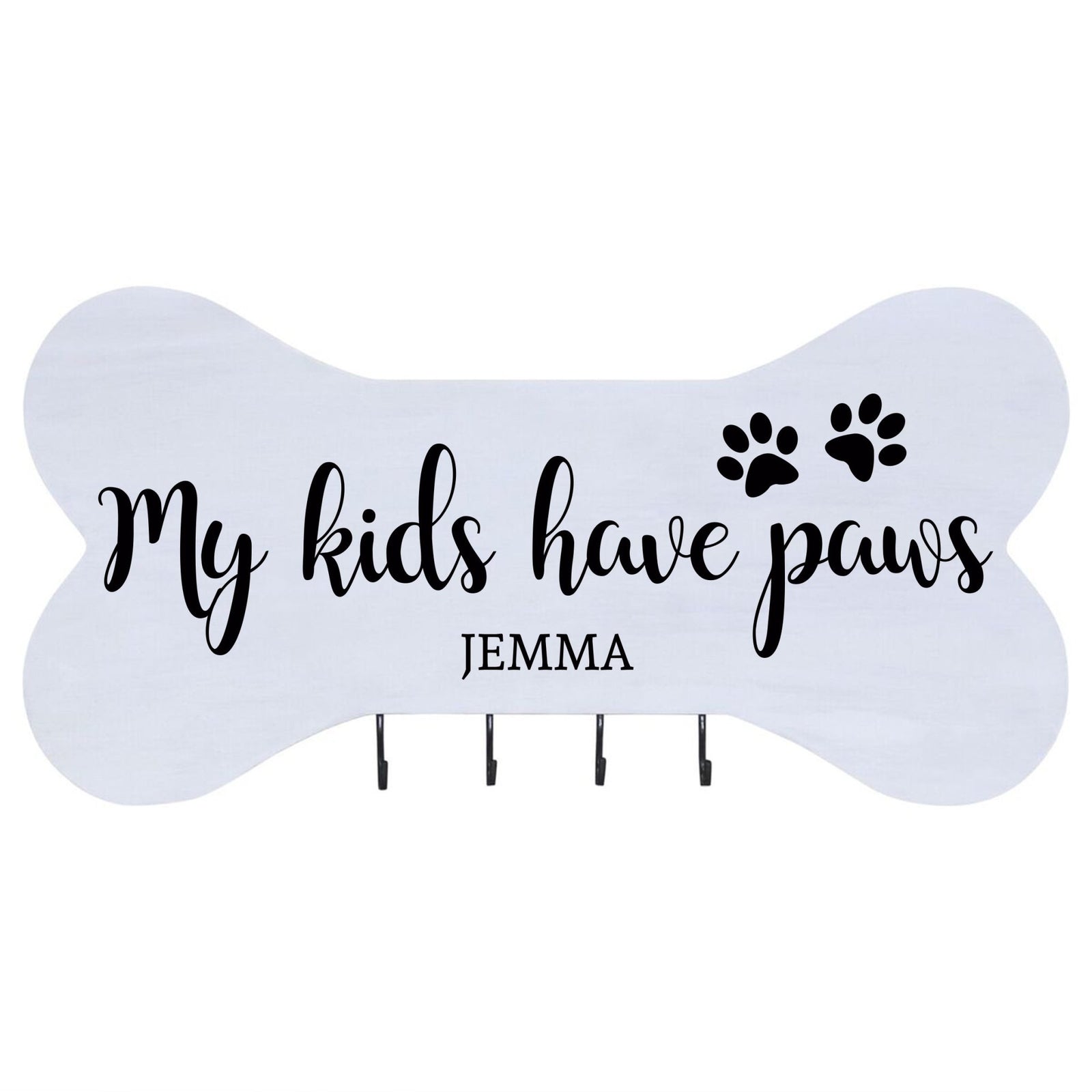 Personalized Dog Bone Sign With Hooks - My Kids Have Paws - LifeSong Milestones