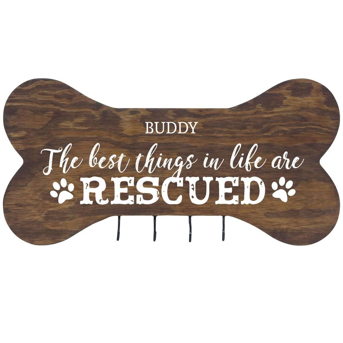 Personalized Dog Bone Sign With Hooks - The Dog Lives Here - LifeSong Milestones