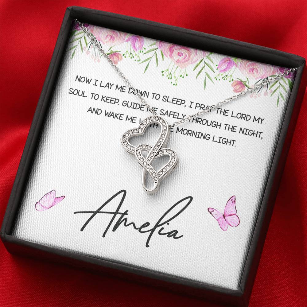 Personalized Double Heart Necklace From Godmother to Goddaughter Now I Lay Me Down To Sleep - LifeSong Milestones