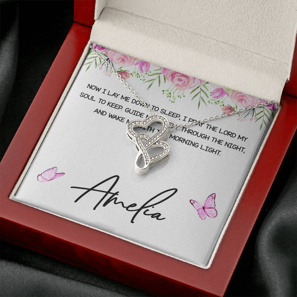 Personalized Double Heart Necklace From Godmother to Goddaughter Now I Lay Me Down To Sleep - LifeSong Milestones