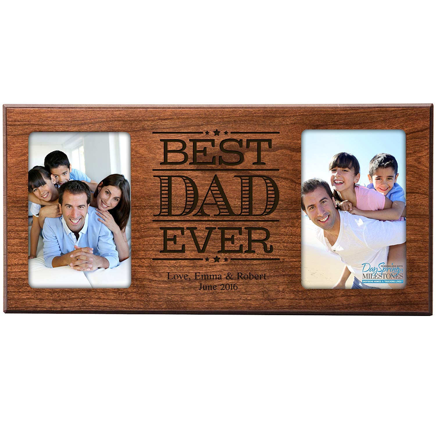 Personalized Double Photo Frame Gift For Fathers Day - Best Dad - LifeSong Milestones