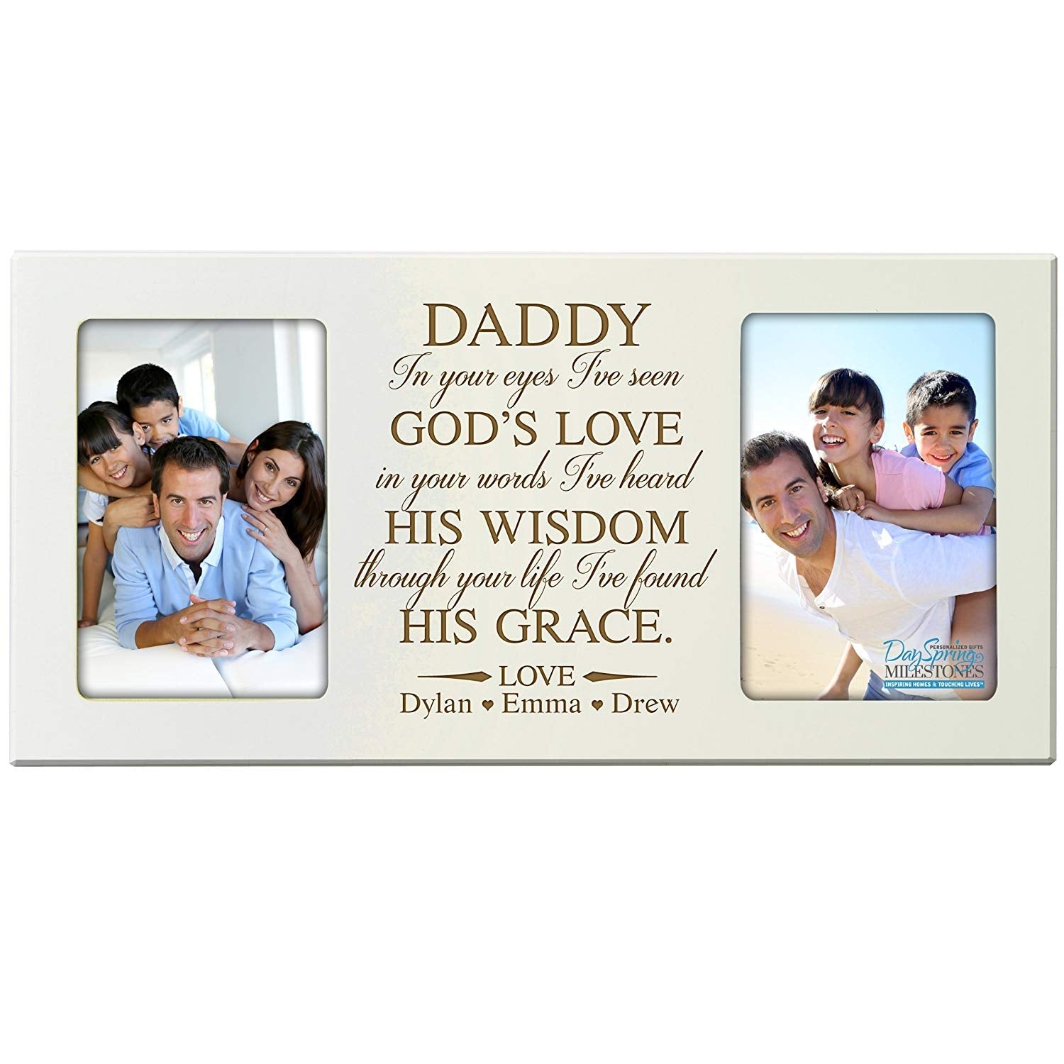 Personalized Double Photo Frame Gift For Fathers Day - God's Love - LifeSong Milestones