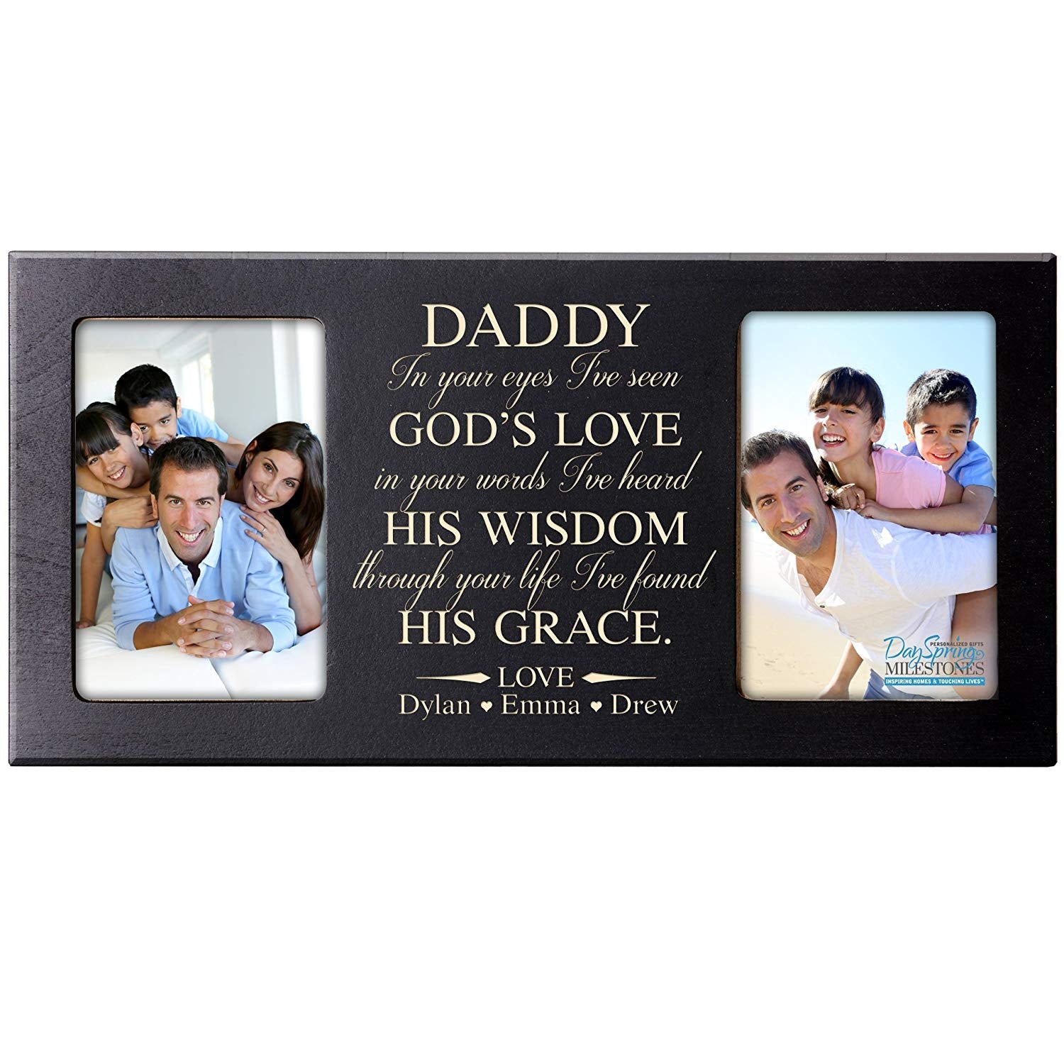 Personalized Double Photo Frame Gift For Fathers Day - God's Love - LifeSong Milestones