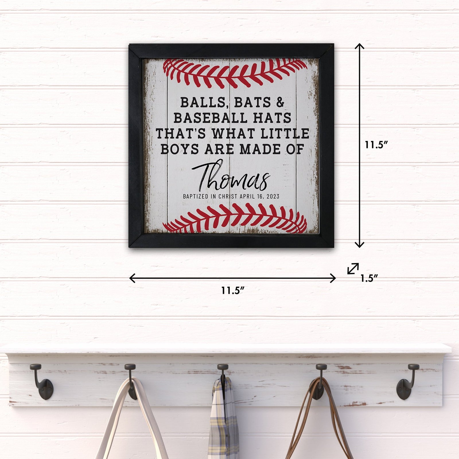 Personalized Elegant Baseball Framed Shadow Box Shelf Décor With Inspiring Bible Verses - Balls. Bats, & Baseball Hats - LifeSong Milestones
