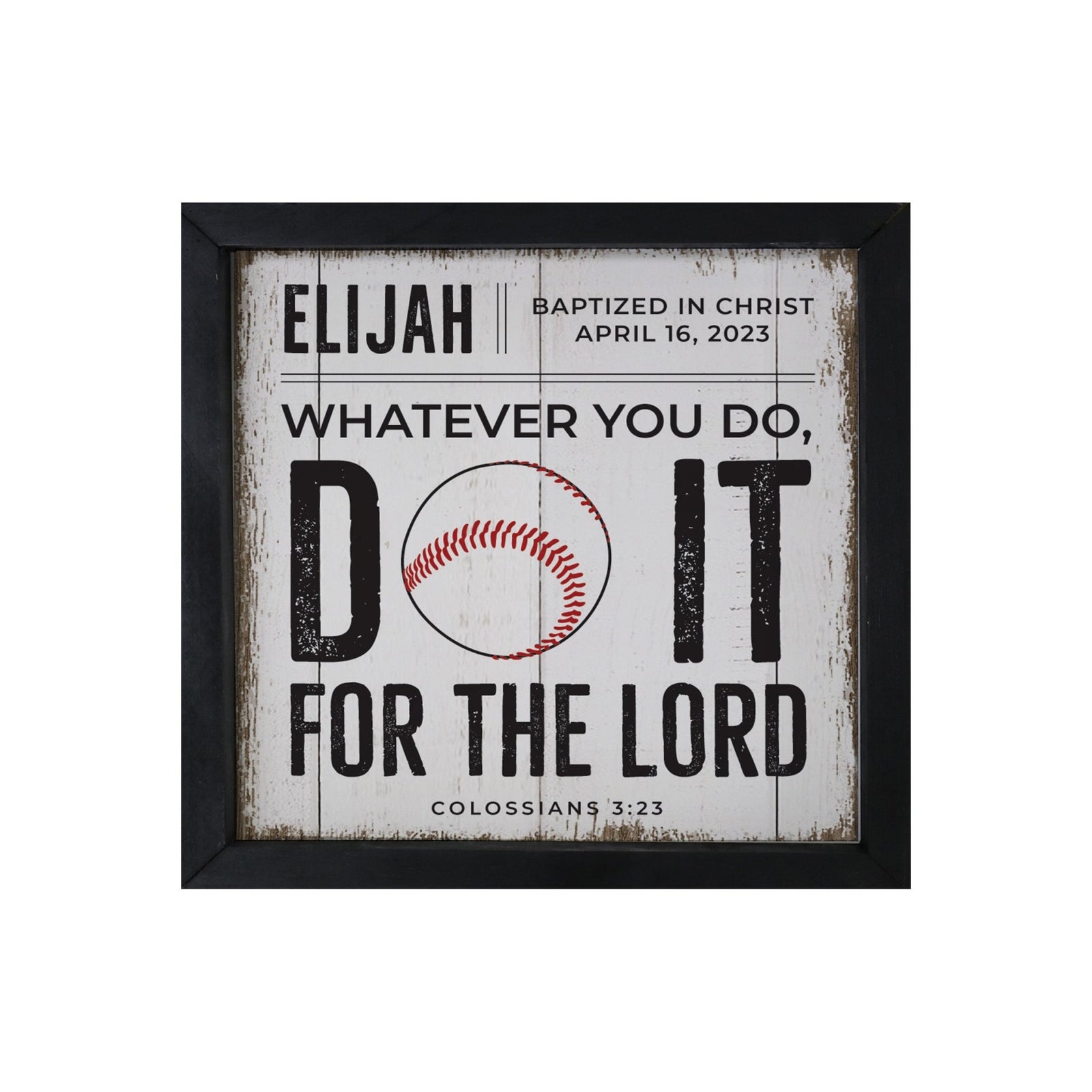 Personalized Elegant Baseball Framed Shadow Box Shelf Décor With Inspiring Bible Verses - Do It - LifeSong Milestones