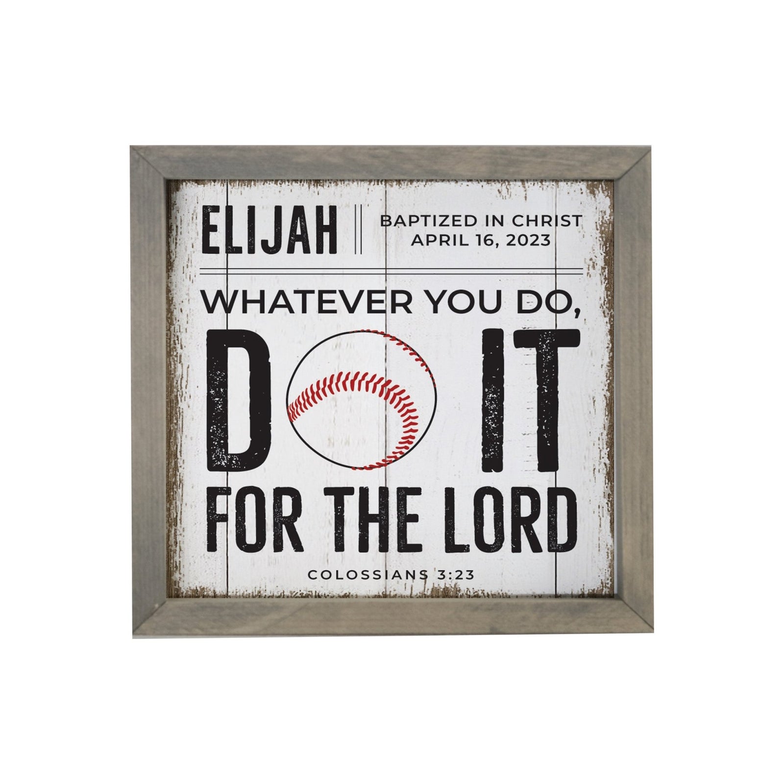 Personalized Elegant Baseball Framed Shadow Box Shelf Décor With Inspiring Bible Verses - Do It - LifeSong Milestones