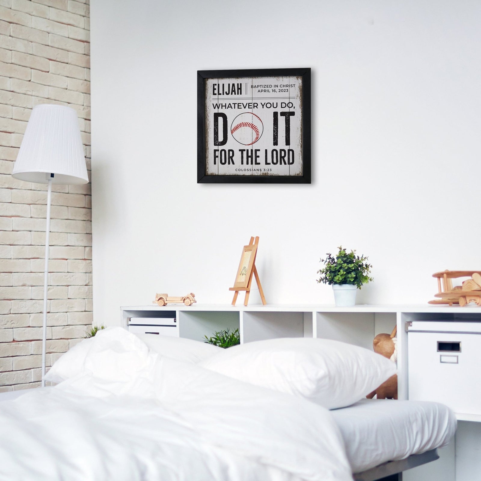 Personalized Elegant Baseball Framed Shadow Box Shelf Décor With Inspiring Bible Verses - Do It - LifeSong Milestones