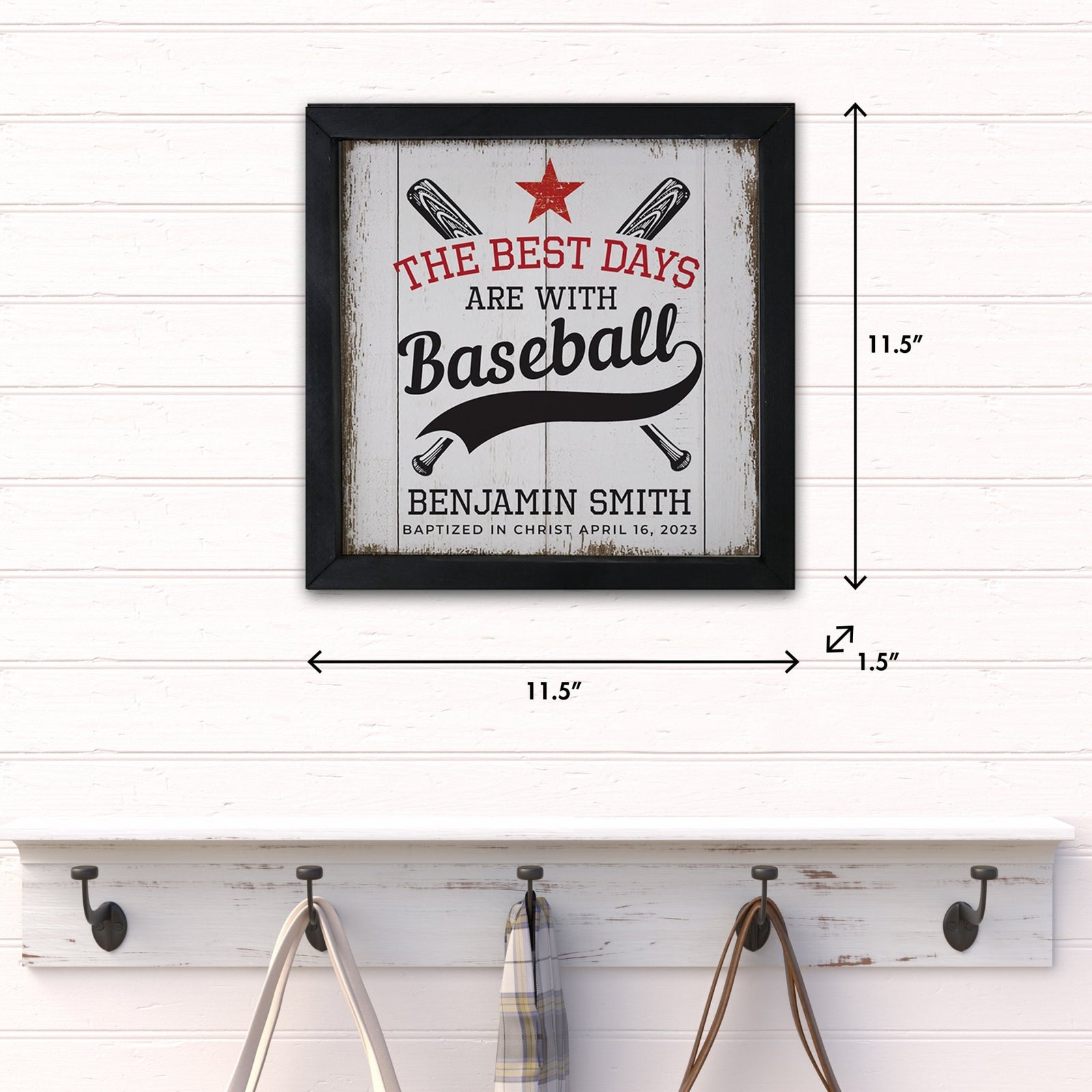 Personalized Elegant Baseball Framed Shadow Box Shelf Décor With Inspiring Bible Verses - The Best Days - LifeSong Milestones