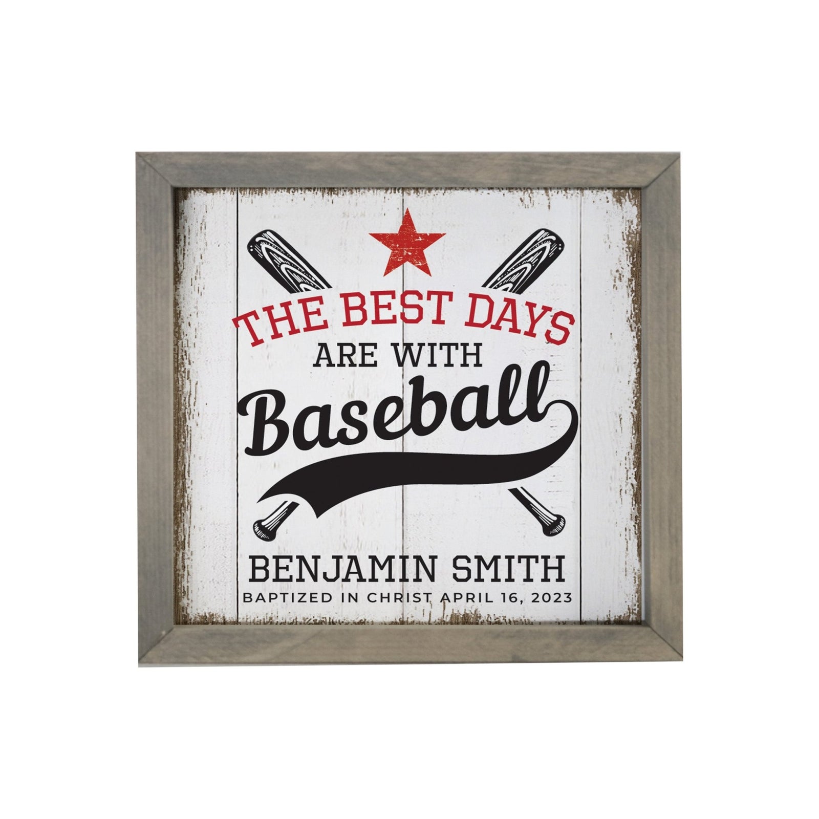Personalized Elegant Baseball Framed Shadow Box Shelf Décor With Inspiring Bible Verses - The Best Days - LifeSong Milestones