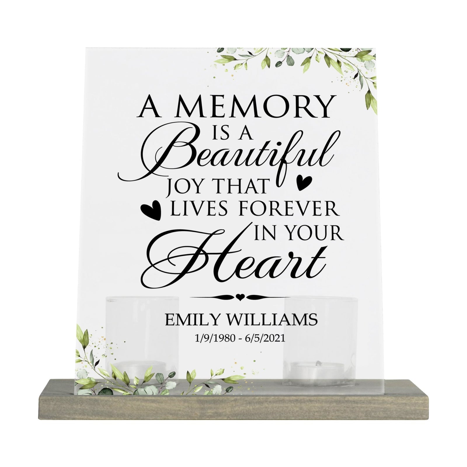 Personalized Elegant Human Memorial Acrylic Sign With Grey Wooden Base - A Memory Is - LifeSong Milestones
