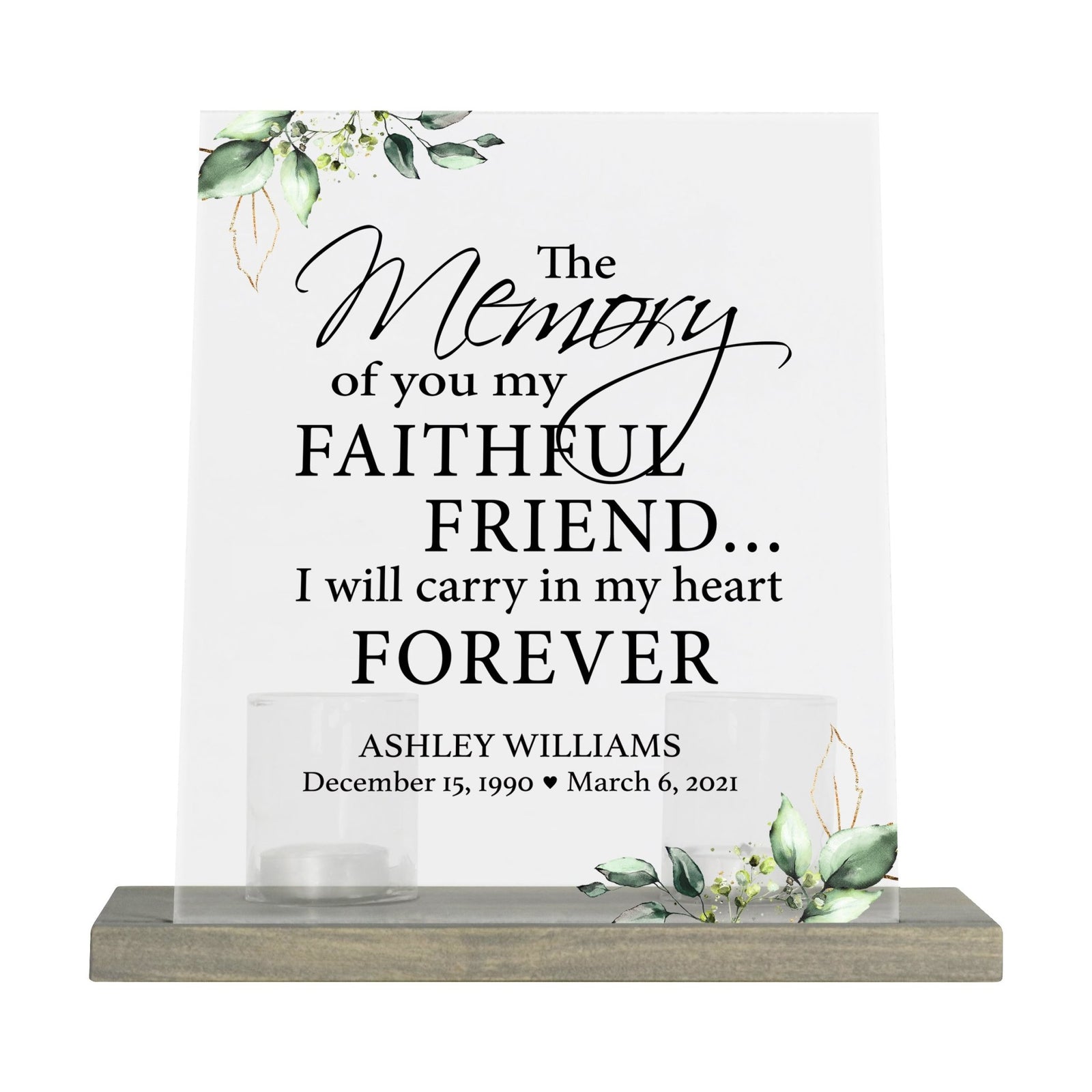 Personalized Elegant Human Memorial Acrylic Sign With Grey Wooden Base - The Memory Of You - LifeSong Milestones