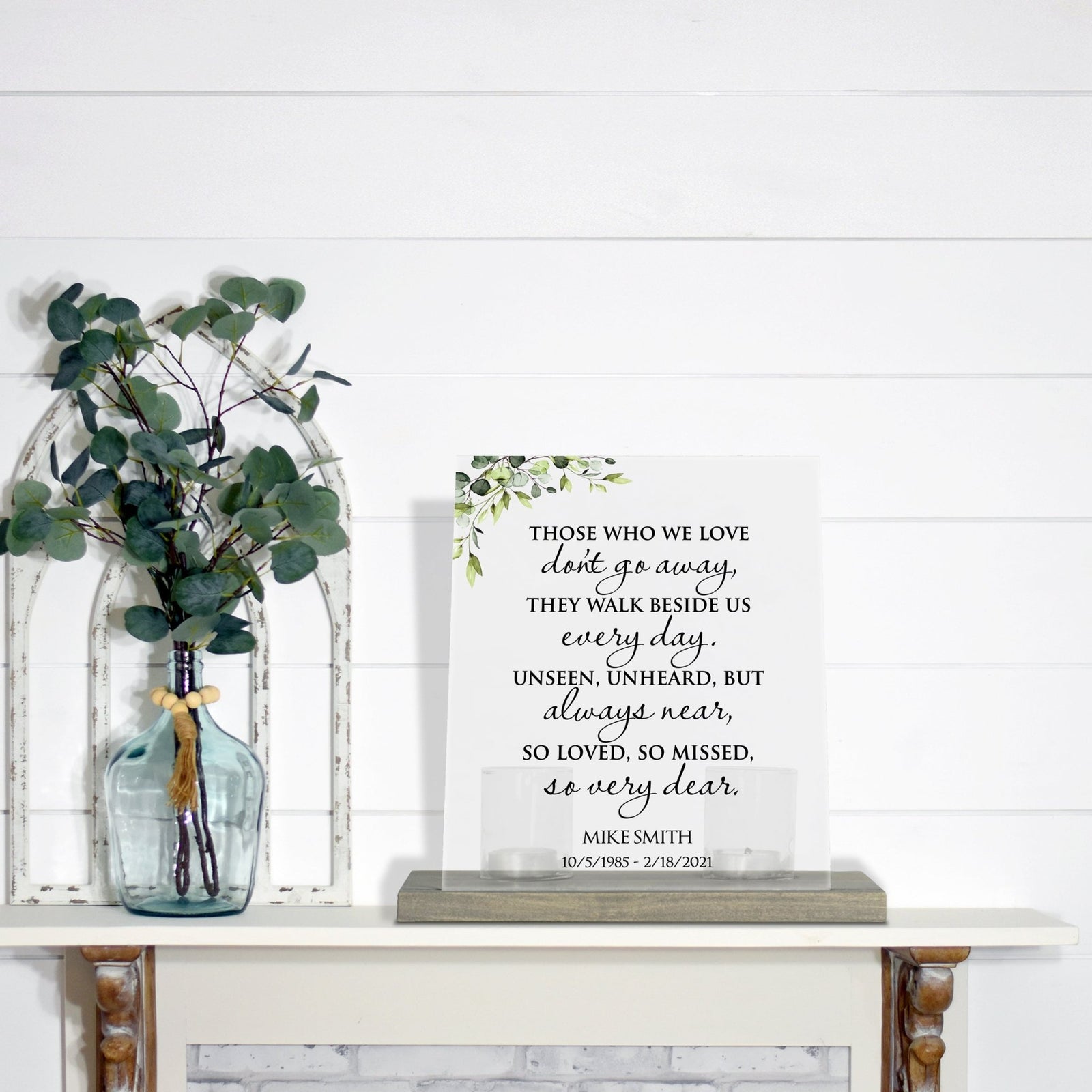 Personalized Elegant Human Memorial Acrylic Sign With Grey Wooden Base - Those Who We Love - LifeSong Milestones