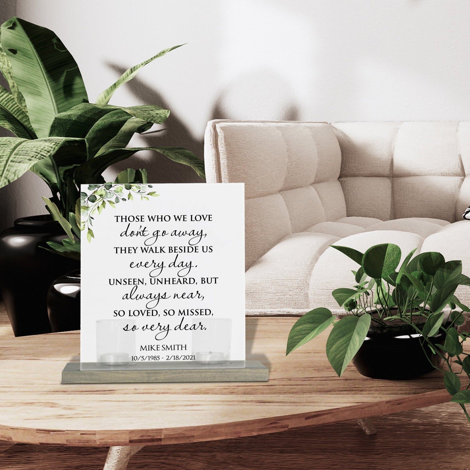 Personalized Elegant Human Memorial Acrylic Sign With Grey Wooden Base - Those Who We Love - LifeSong Milestones