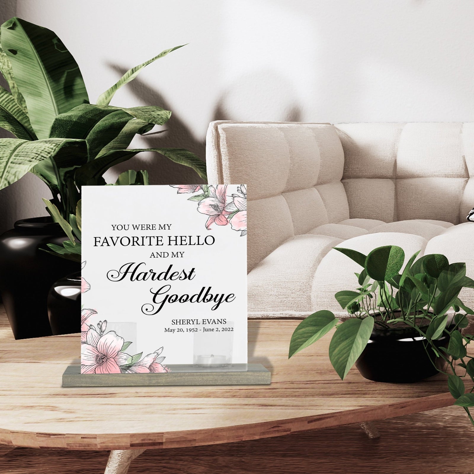 Personalized Elegant Human Memorial Acrylic Sign With Grey Wooden Base - You Were My - LifeSong Milestones
