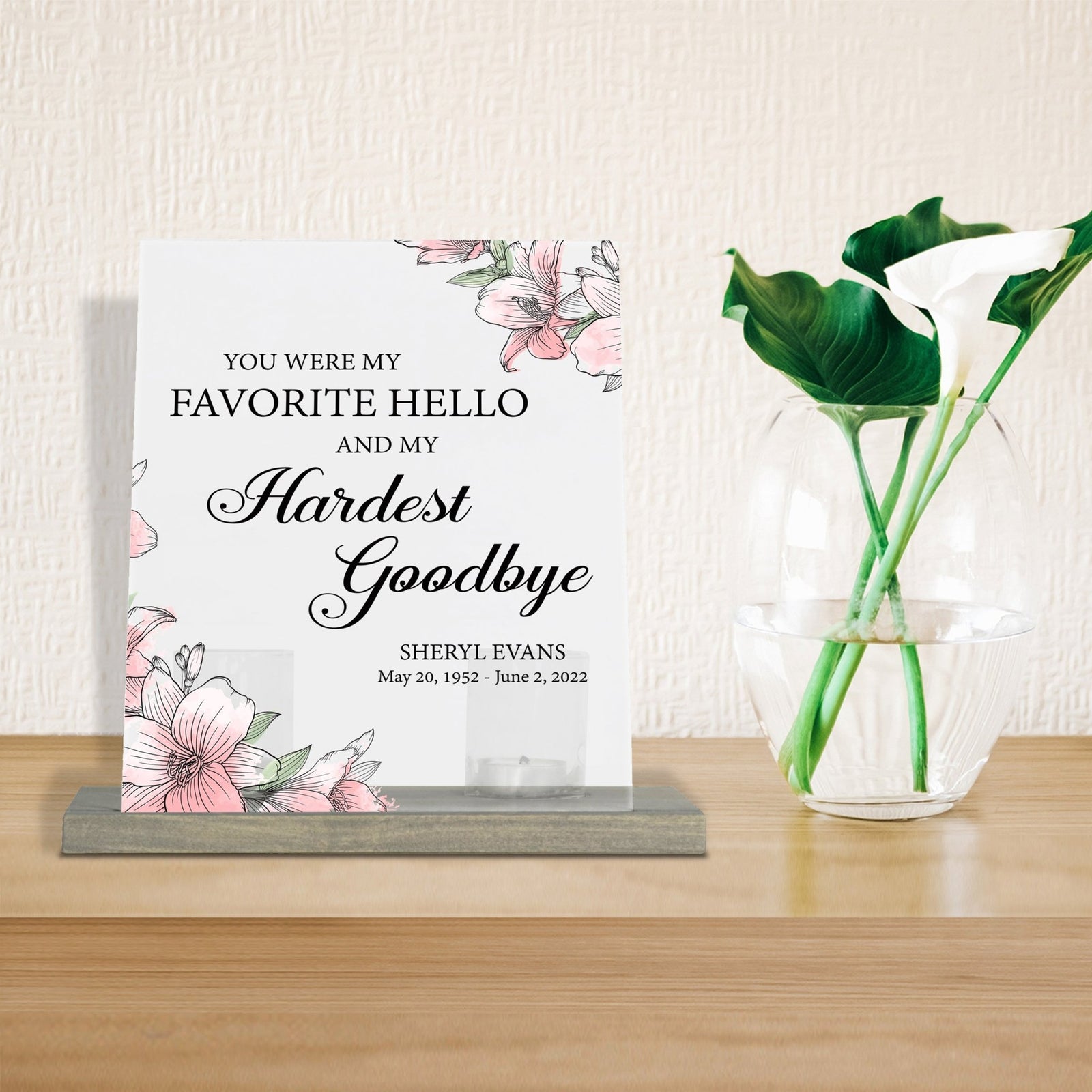 Personalized Elegant Human Memorial Acrylic Sign With Grey Wooden Base - You Were My - LifeSong Milestones