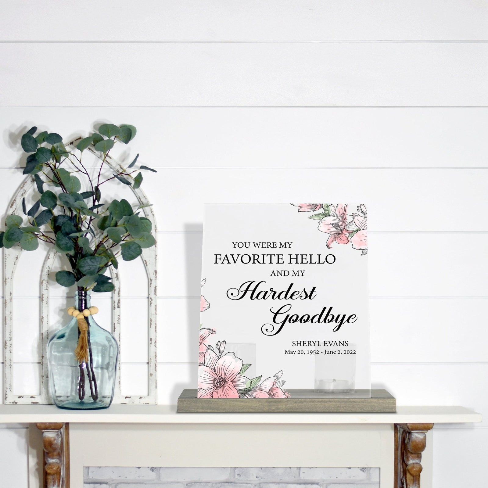 Personalized Elegant Human Memorial Acrylic Sign With Grey Wooden Base - You Were My - LifeSong Milestones