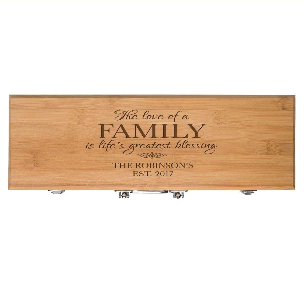 Personalized Engraved Bamboo 3pc Barbecue Grill Set Gift - Family - LifeSong Milestones