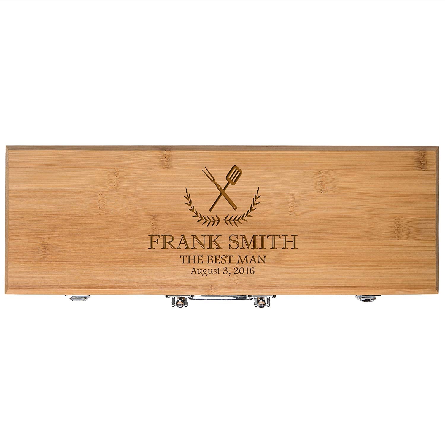Personalized Engraved Bamboo 3pc Barbecue Grill Set Gift For Best Man - LifeSong Milestones