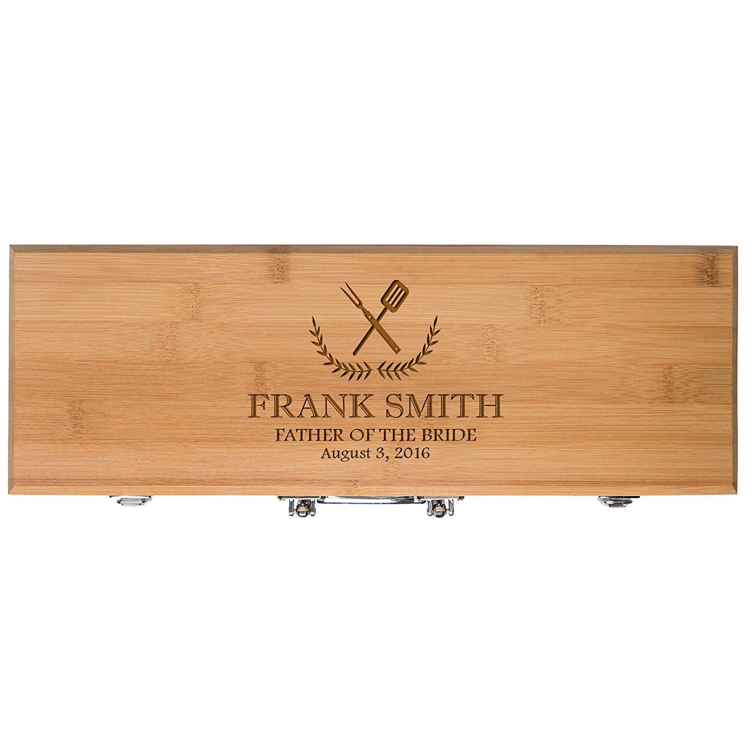 Personalized Engraved Bamboo 3pc Barbecue Grill Set Gift For Father Of The Bride - LifeSong Milestones